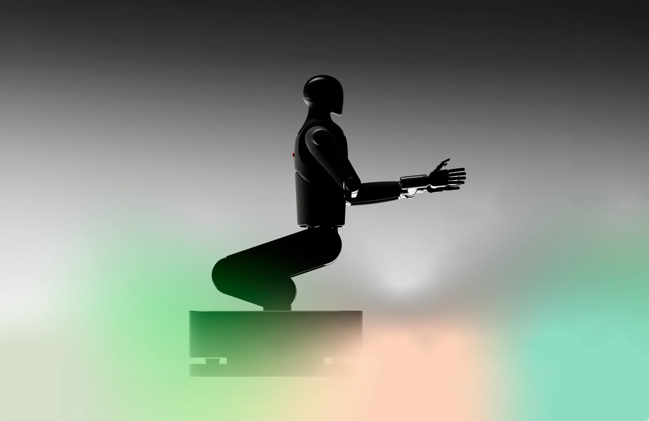 MARK One kneeling on its base, extending an arm