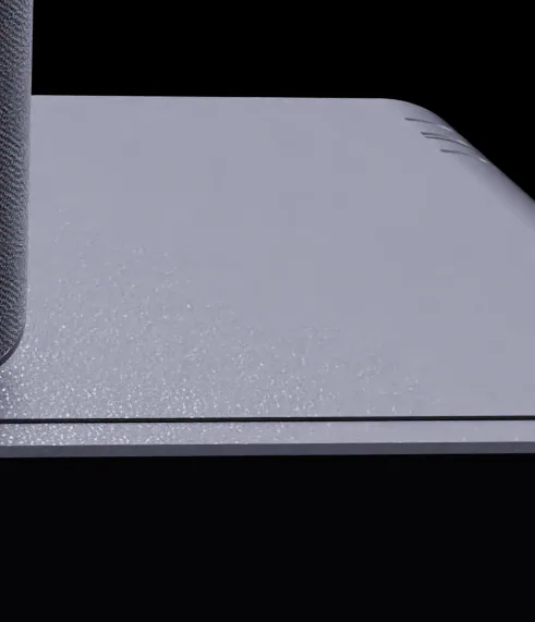 Grey machined surface of the MARK One base