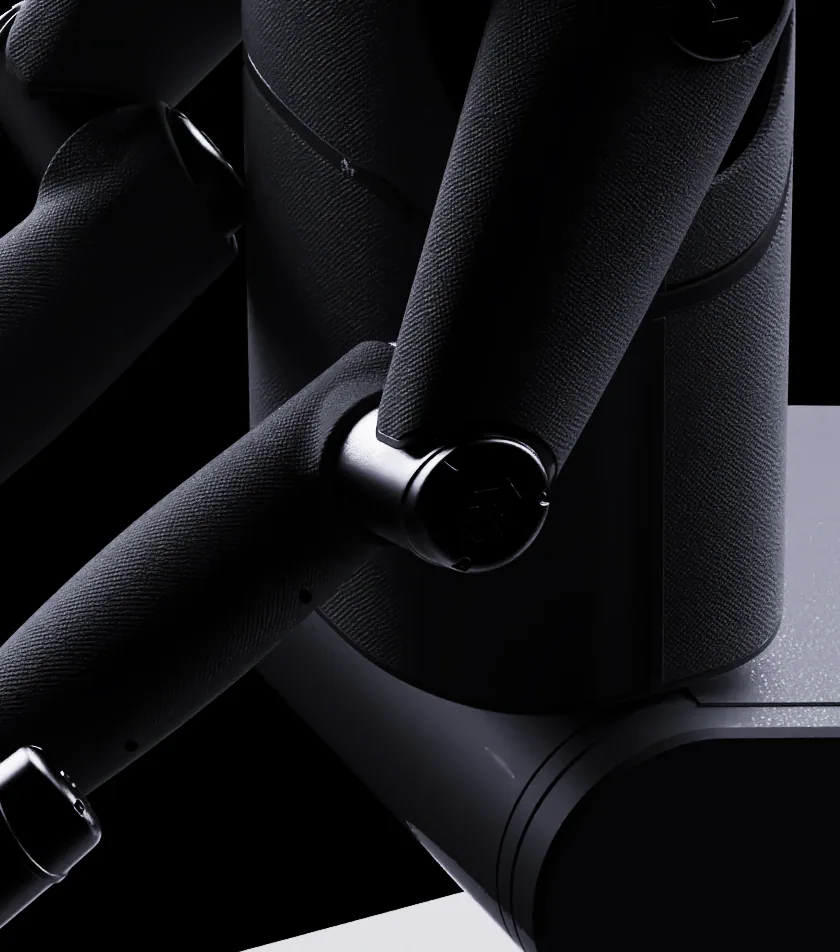 Close-up of a MARK One arm joint wrapped in dark fabric