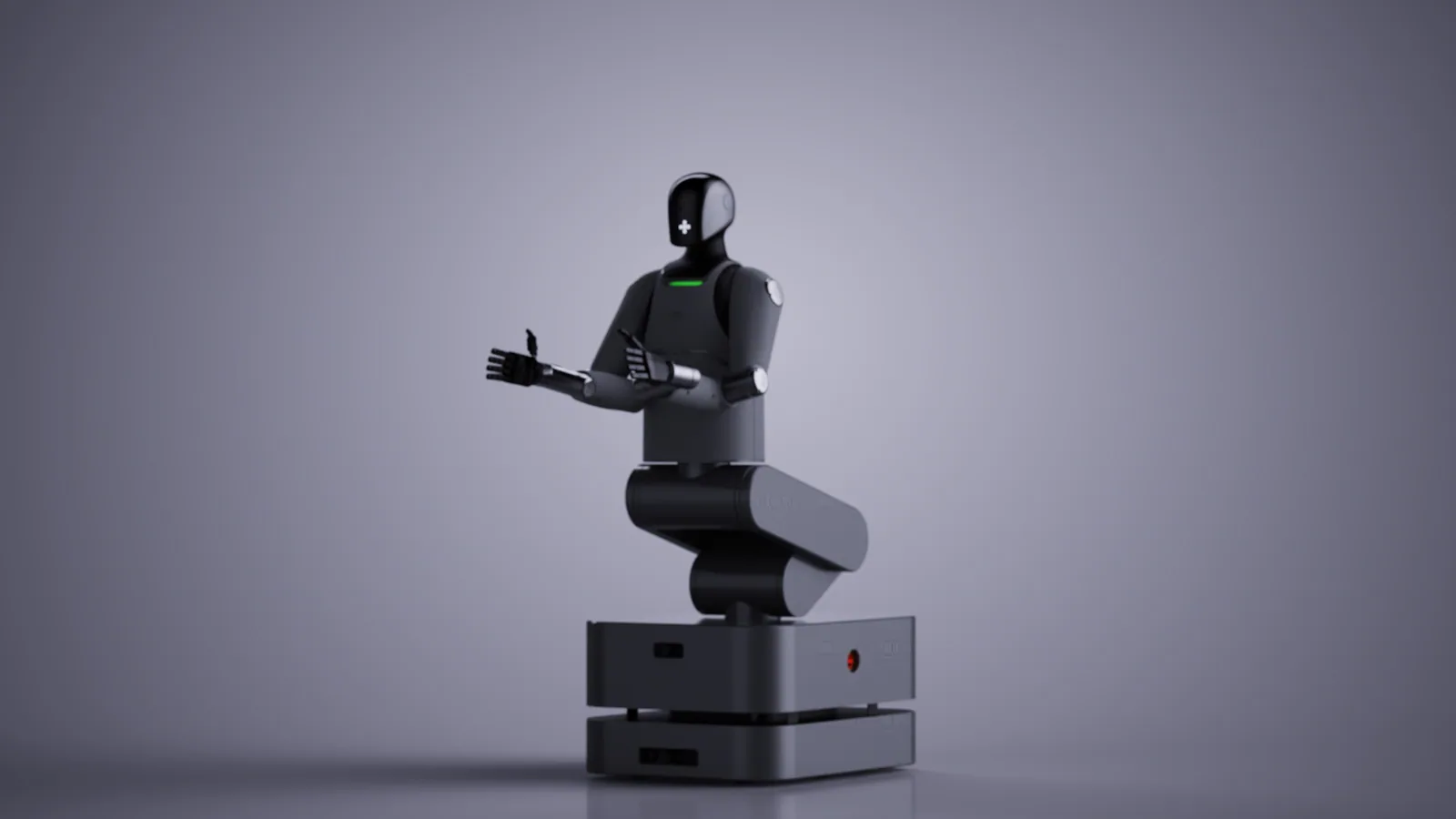 MARK One seated on its autonomous base, seen from the front